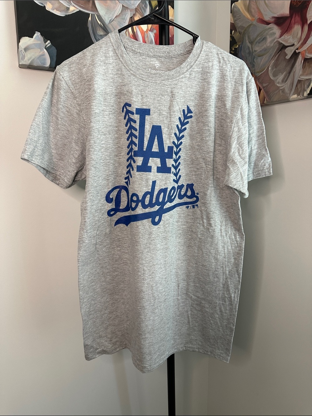 Fanatics Gray & Blue LA Dodgers Short Sleeve Tee